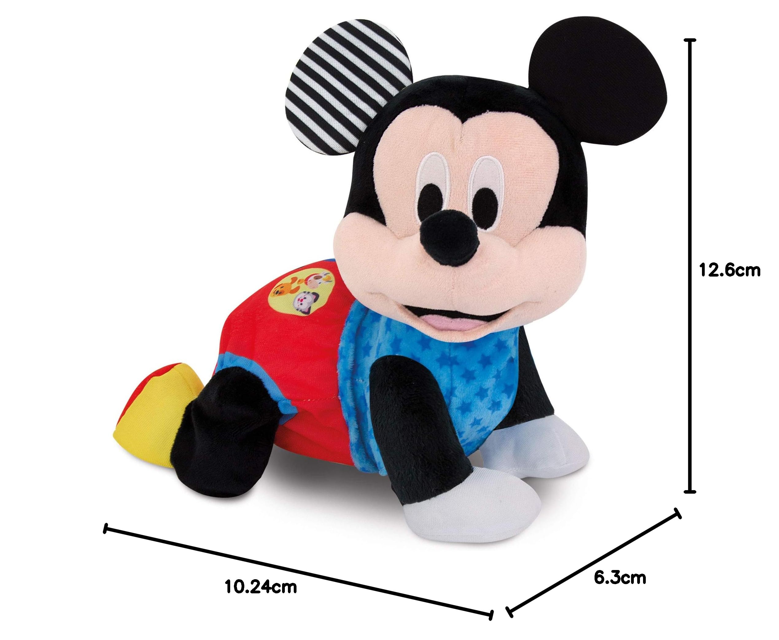 Clementoni Disney Baby Baby Mickey Gattona con Me, Topolino Peluche per Imparare a Gattonare, Gioco Prima Infanzia Bambini 6-36 Mesi, Insegna Numeri e Versi degli Animali, Lingua Italiana, 17237