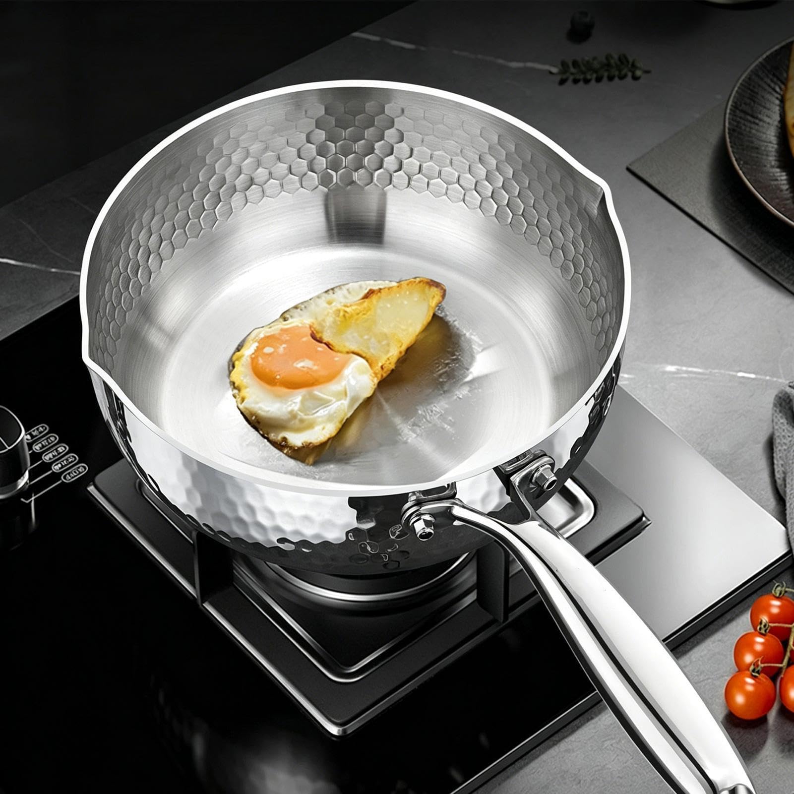 Cazo Con Tapa Menaje de cocina antiadherente con tapa y asa | Cazo Pequeño Para Vapor Y Salsas Para Freír Cocer A Fuego Lento Hervir Cocinar Comidas Saludables En Cocina Y