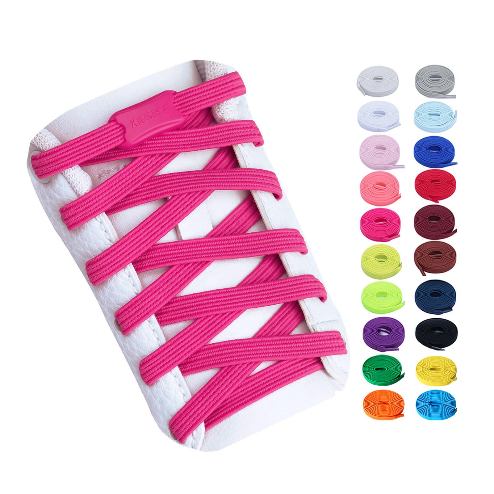 Booyckiy Elastic No Tie Shoe Laces for Kids, Adults, Flat Stretch Shoelaces