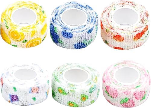 6 rollos de cinta autoadhesiva para tatuajes, cinta adhesiva para veterinarios, vendaje elástico cohesivo para deportes, muñeca de dedo