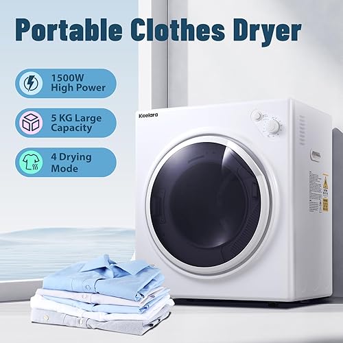 Miniatura 2 de Secadoras portátiles para lavandería de 15000 W, 3.5 pies cúbicos de ropa portátil con bañera de acero Stianless, secadora de ropa de carga frontal