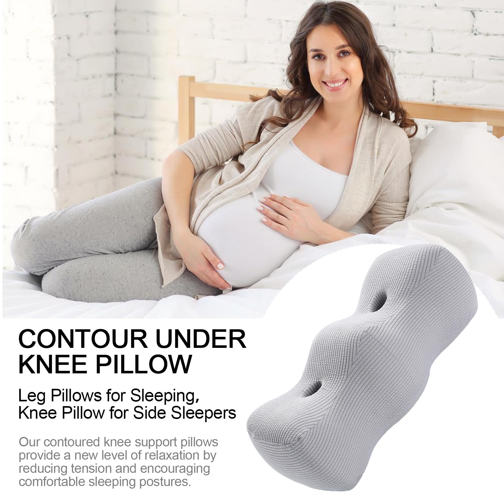 Generisch Almohada para piernas con memoria de 55 x 23 x 21 cm | Almohada ajustable debajo de la rodilla | Almohada para piernas para aliviar el dolor, mejorar la circulación sanguínea y dor
