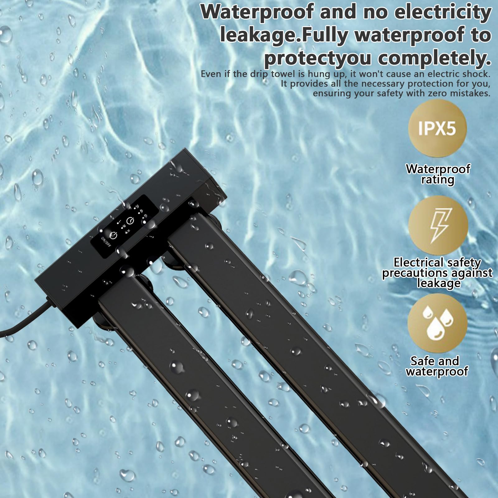 Secador de toallas eléctrico de pared, 2/4/8H, temporizador, pantalla táctil LED | 80 W - Calentador de toallas de temperatura ajustable 50/60/70 ℃, 45 x 18 cm secador toalla eléctrica, calentador de baño