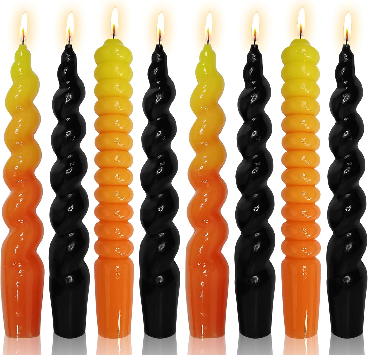 4pcs Black Spiral Candle Handmade Tapered Candles - Orange Colored Candlesticks Short Taper Candles Colorful Twisted Candle for Table Decor Dinner Women Gift Idea