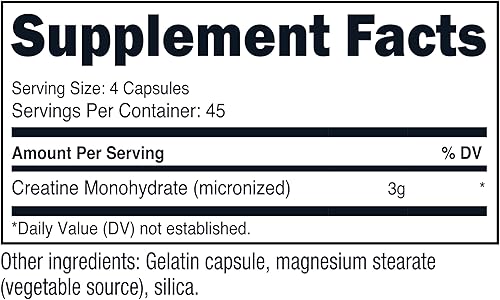 Miniatura 10 de Nutricost Monohidrato de creatina de 3000 mg porción 750 mg por cápsula 500 cápsulas 2 botellas