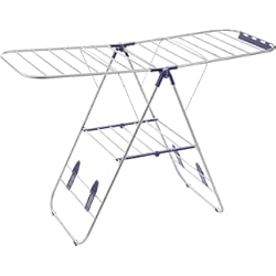 Tendedero Marta Techo SONGMICS Tendedero Multifuncional con Alas Plegable, Ajustable en Altura, 16 m de Longitud de Tendido, Tubos de Acero Inoxidable, Plata LLR502