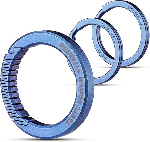 FEGVE Carabiner Keychain Clip with 2 Key Rings, Titanium Quick Release Keychain Small Carabiner Clip for Keys