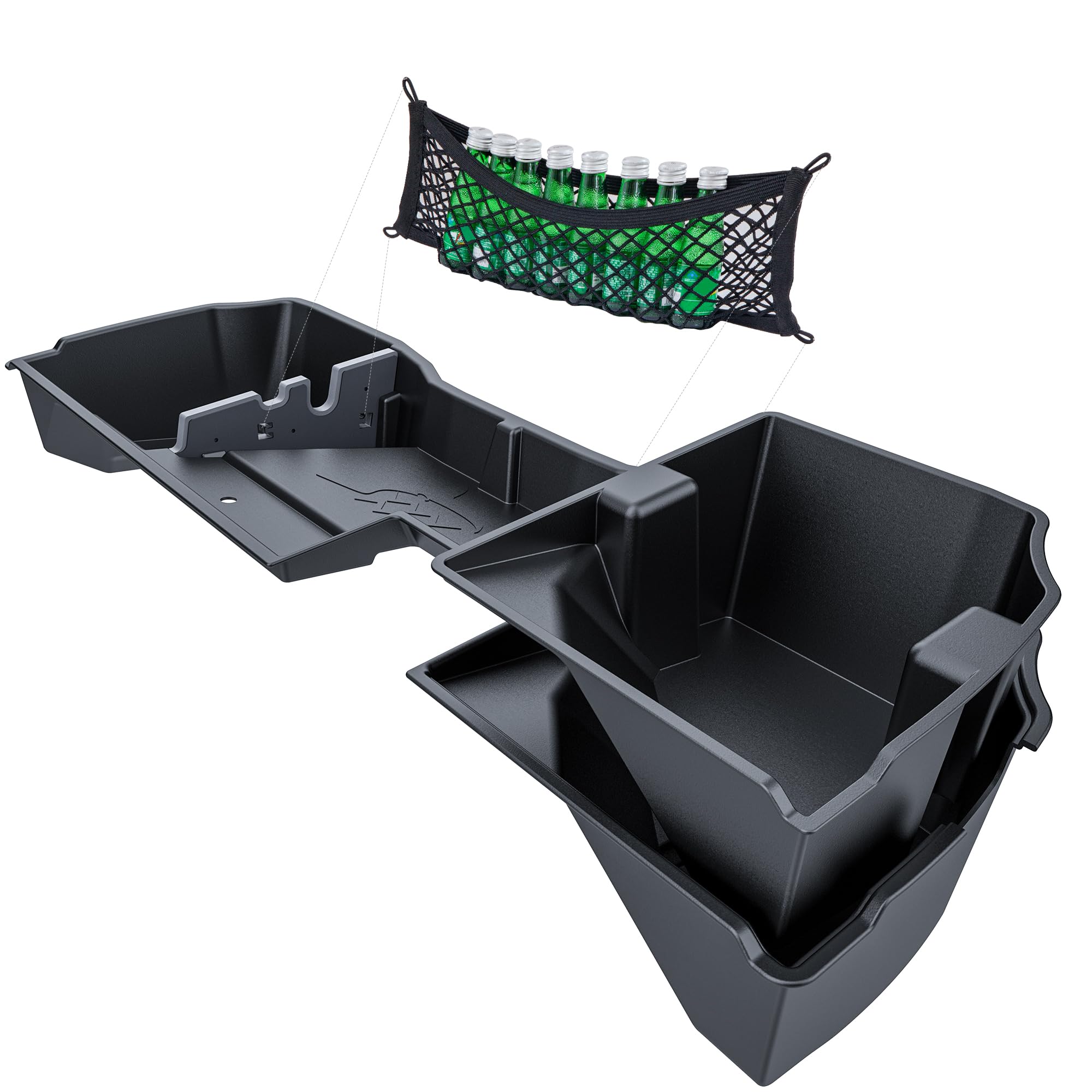 WHALEMOTOR Underseat Storage Compatible with 2014-2018 Chevy Silverado GMC Sierra Double/Extended Cab 1500(Inclu 2019 Ld/Lt)&amp; 2015-2019 2500 3500 HD, Upgraded Rear Under Seat Organizer Cargo Box
