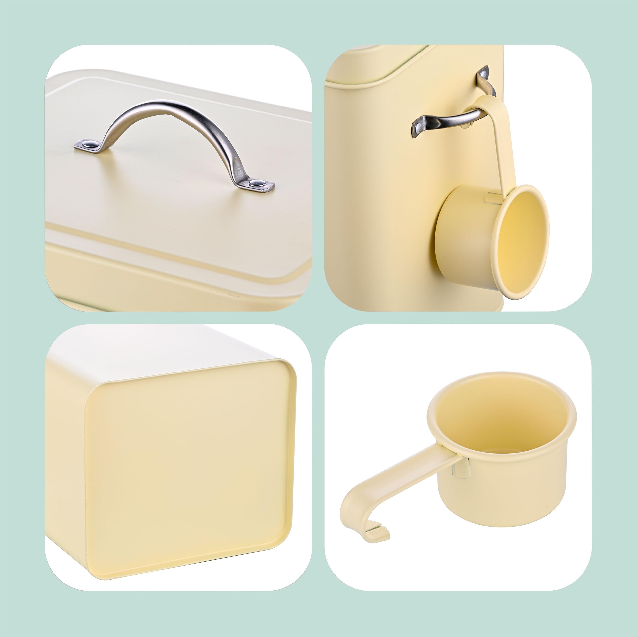 Relaxdays Contenitore detersivo 6L, Metallo, Scatola con misurino, Design retrò, Anche per Alimenti Animali, Beige 25.5X