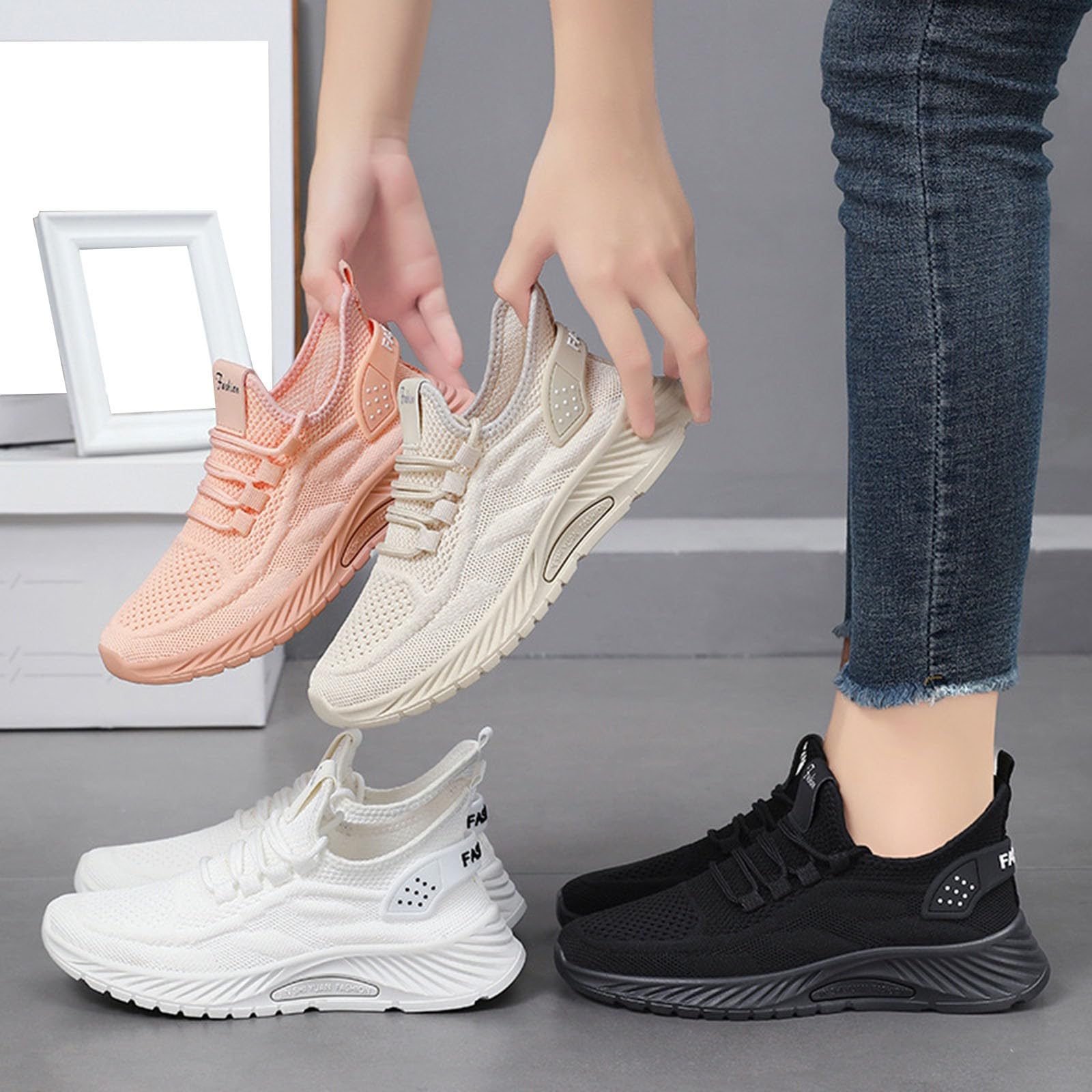 Scarpe da Palestra Donna Comode Pianta Larga Sneakers Bianche Donna | Calzature Fitness in Pelle Sintetica per Passeggiata Invernale Tennis Camminata Moda Tempo Libero Tessuto Sintetico