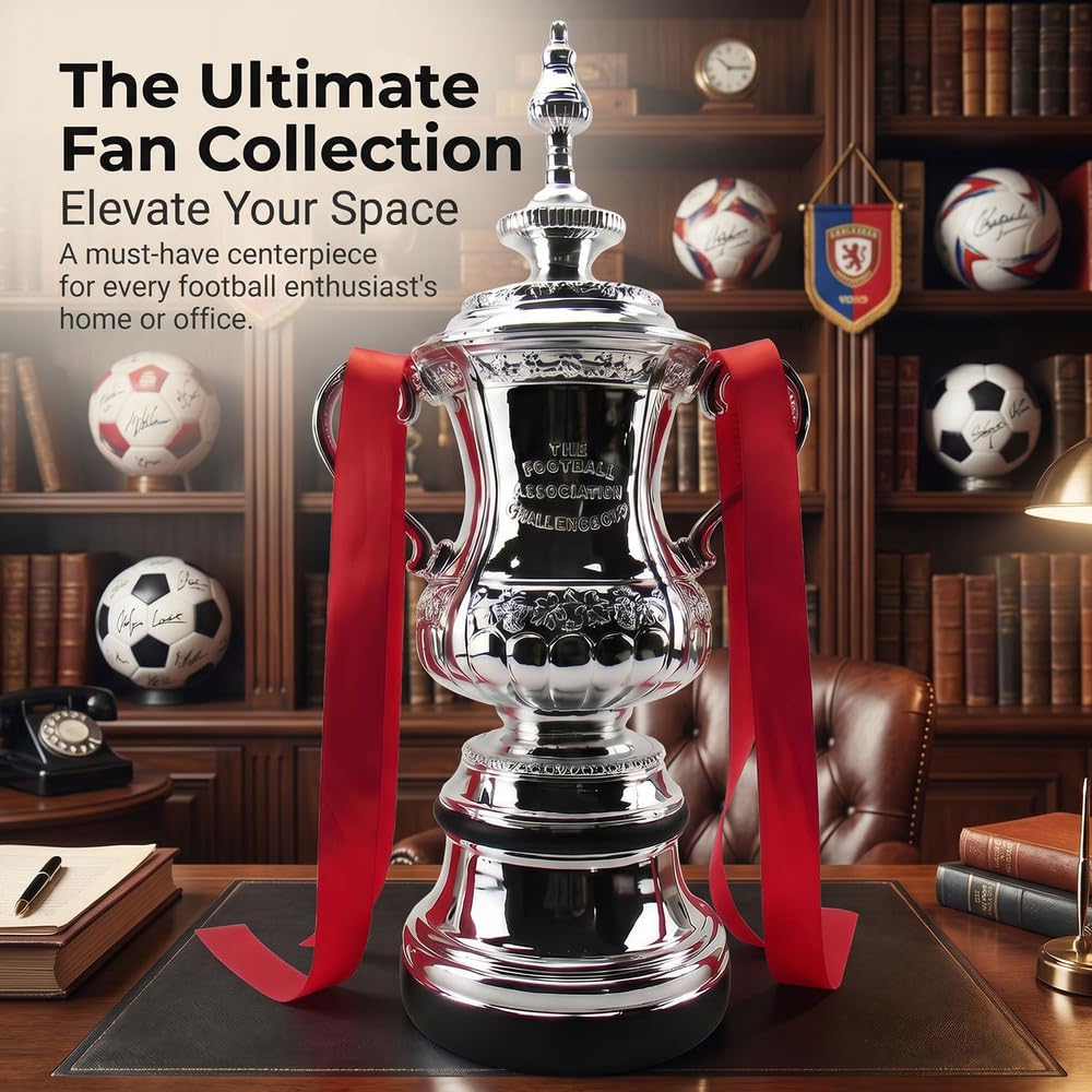 FA Cup Trofeo Réplica Fútbol Copa Plata Colección | Trofeo réplica FA Cup acabado plata para aficionados, coleccionistas, clubes y decoración deportiva