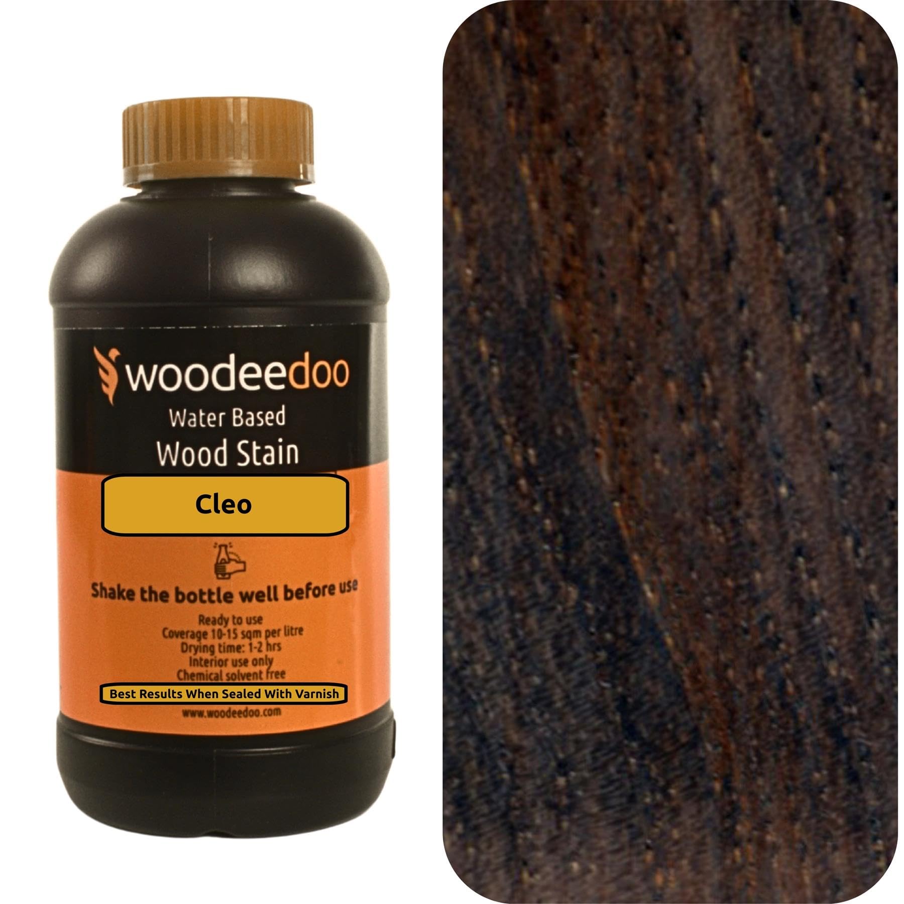 Woodeedoo Cleo Water Based Wood Stain | Wood Dye | Ready To Use | Environmentally Friendly | Solvent Free | Odour Free| 450 Ml |