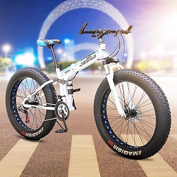 Amazon ファットバイク 26インチ 自転車 クロスバイク マウンテンバイク 自転車 ロードバイク 折りたたみバイク シティサイクル 4 0 インチ耐パンク性ファットタイヤ 自転車本体 インラインハンドルバーは Mountain Bike Fat Bike Mtb 人間工学に基づいたシートは
