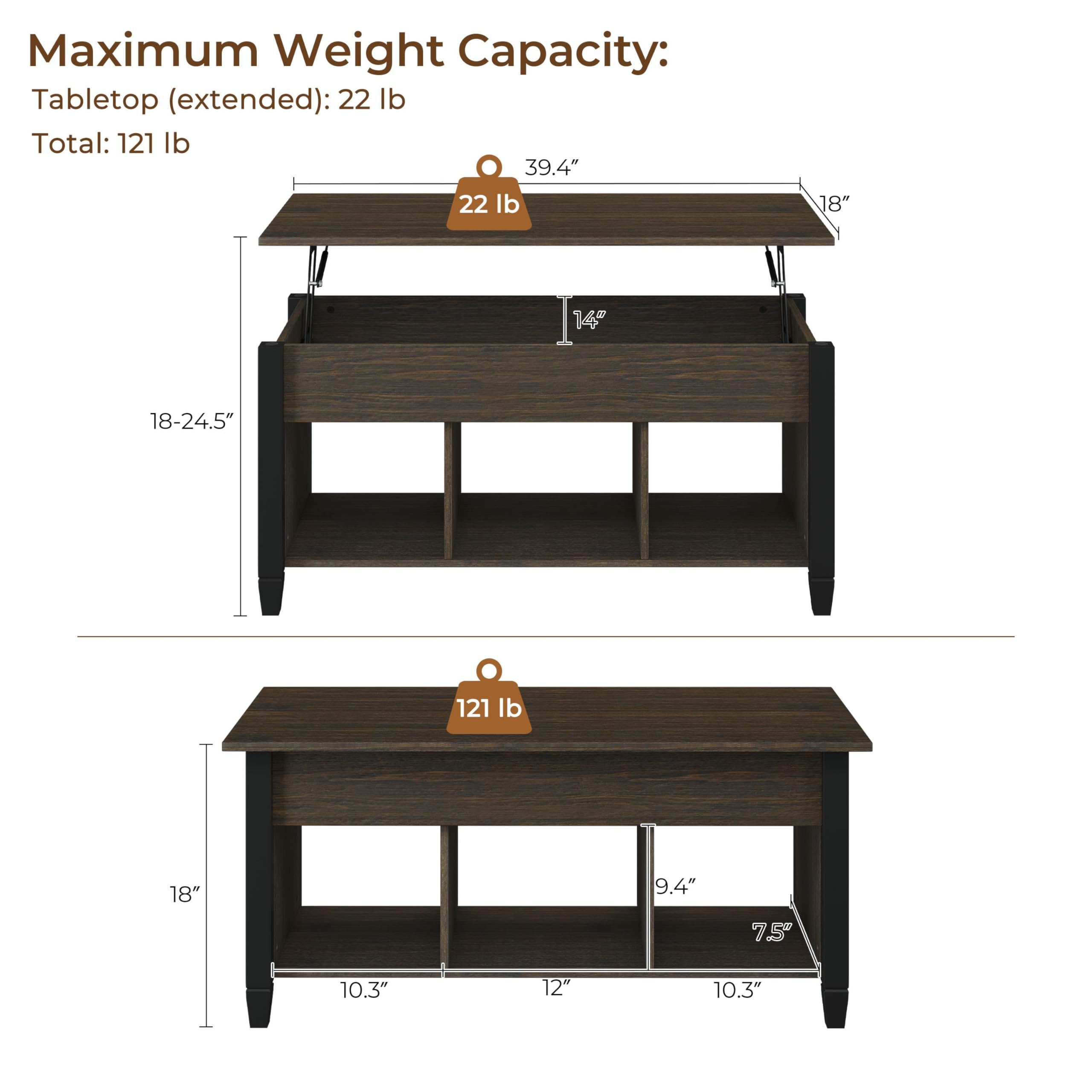 Lift Top Coffee Table with Hidden Compartment