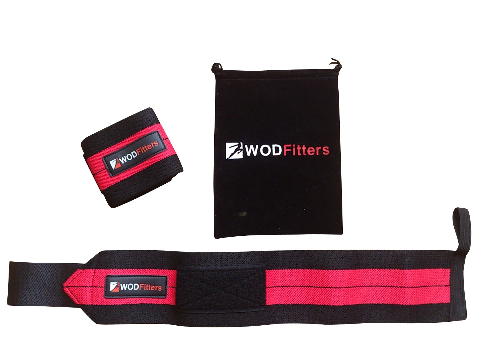 WODFitters Wrist Support Wrap Pair with A Hook & Loop Closure Sturdy, Soft Material – Maximum Tightness & Full Movement Range – Ideal for Powerlifting, Weightlifting, Boxing, MMA, Cross Training