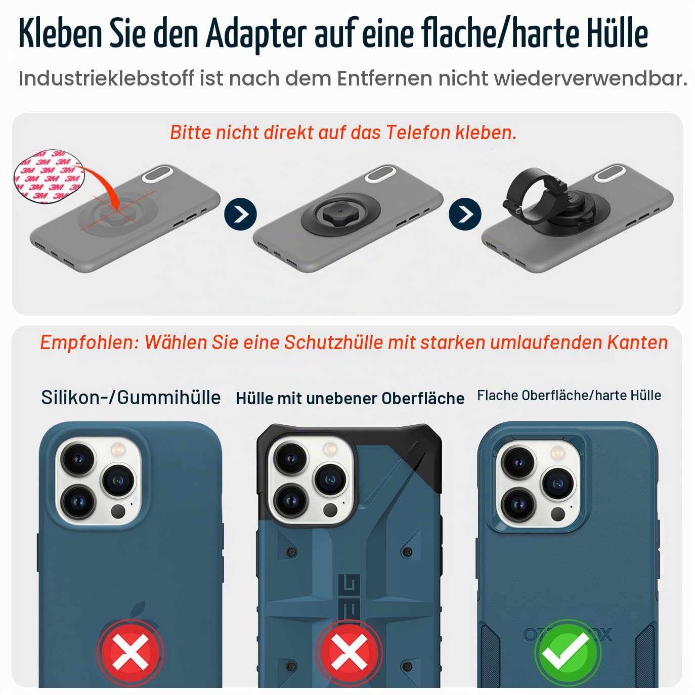 Handyhalterung Fahrrad,Rennrad Handyhalter mit universellem Adapter,Out-Front-Fahrradlenker halterung für Mountainbike, Roller,Elektrofahrrad und Motorrad Kompatibel Smartphones【Serie C - 1. Gen】