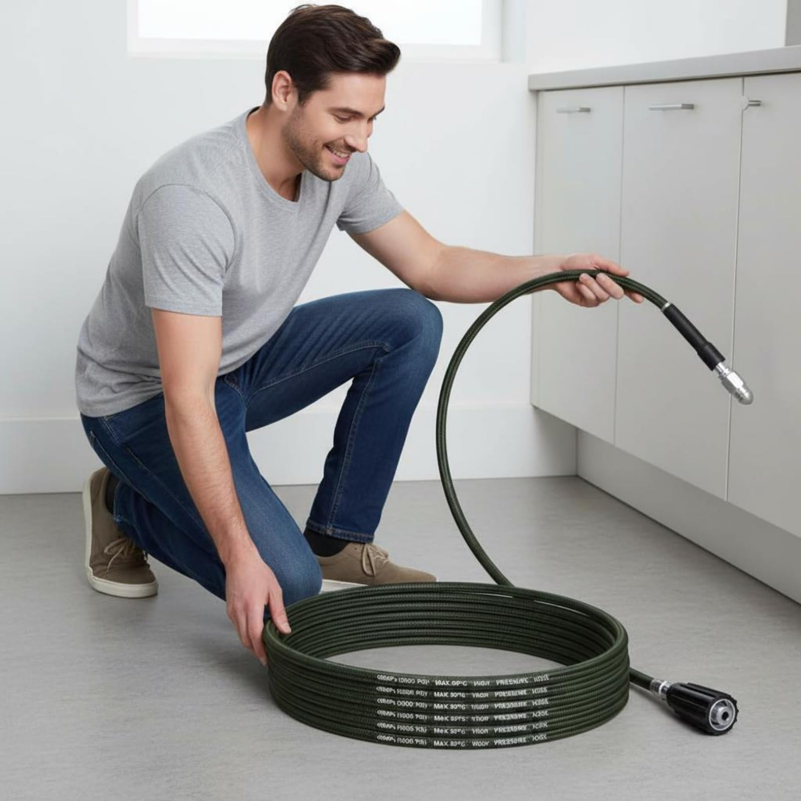 de Desagüe de Alta Presión Limpiadora Desatascadora Tubo Presión Chorro Diseño Flexible y Montaje Sencillo Adecuada para Desagües Domésticos Tuberías Interiores Tareas de Limpieza