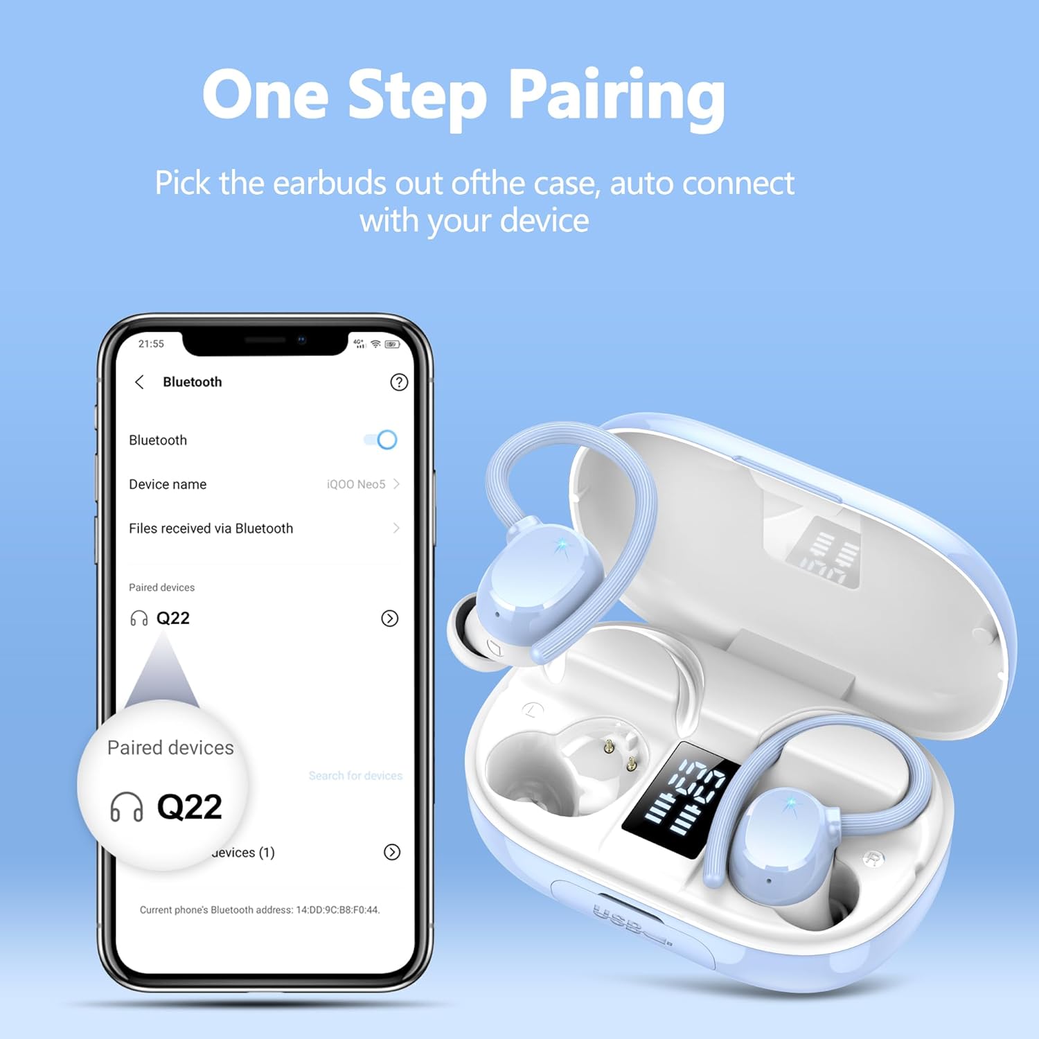 Ear buds Wireless Bluetooth Earbuds Sport 2026 NEW Bluetooth 5.3 Headphones 128H Playtime with LED Display Powerful Bass Over Ear Earphones with Earhooks IP7 Waterproof for Gym/Running/Workout - Image 3