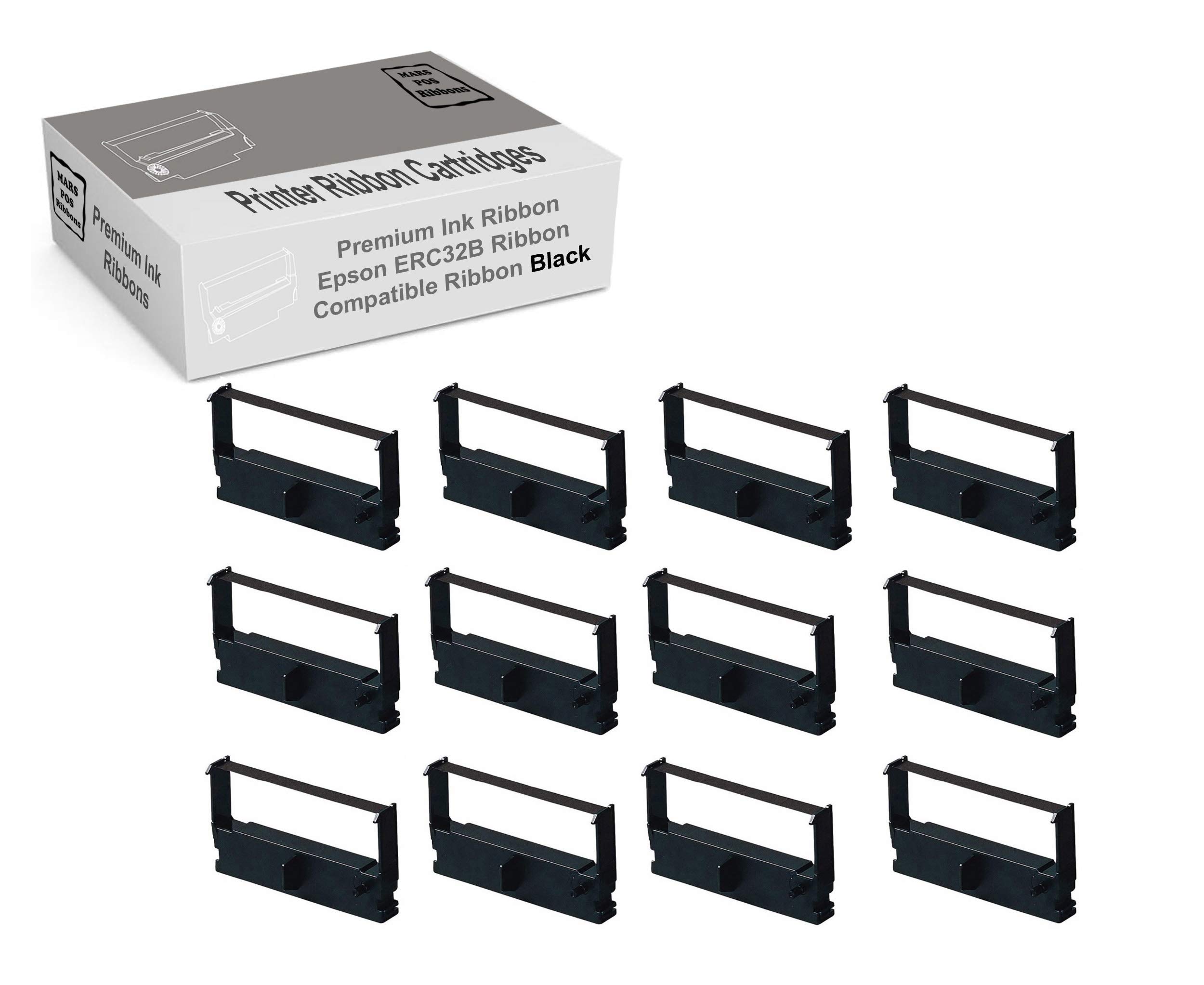 MARS POS RibbonsCompatible with Epson ERC32B ERC32 Ribbon for Printers TMU675 TMU420 TMU150 TMH6000 (Black, 12 Pack)