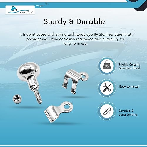 Miniatura 6 de MARINE CITY Perilla de acero inoxidable de grado 316, resistente, duradero, acabado pulido, perilla deportiva para rodamientos de bolas para volantes