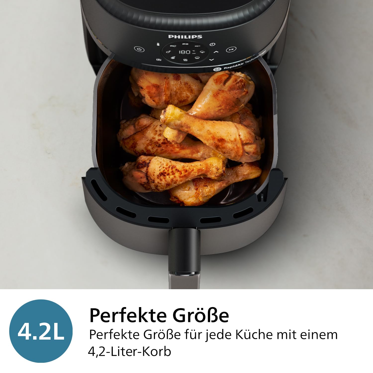 Philips Airfryer 2000 Series Heißluftfritteuse 4,2L Digitaler Touchscreen 13 Garoptionen 1500W Schwarz