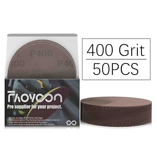 Miniatura 4 de Faoyoon Malla de lijado de 5 pulgadas  Discos de lijado de micro malla con velcro  Papel de lija de red sin polvo  Paquete de 50 unidades de grano