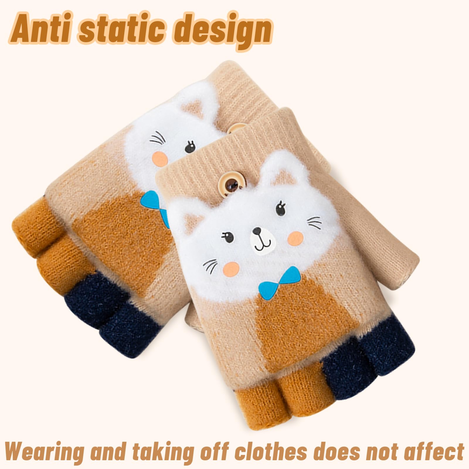 Guantes de Invierno Convertibles para Niños y Niñas de 6 a 15 Años - Térmicos, Sin Dedos, Con Tapa Abatible, Cálidos y Elásticos