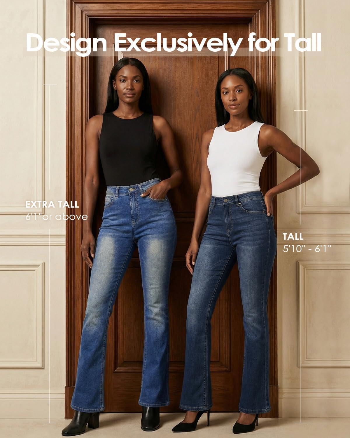 Zylioo Flare Tall Jeans for Women 32"/34" Inseam Long Stretch Denim Pants Mid Rise Classic Fit for Tall Ladies - Image 4