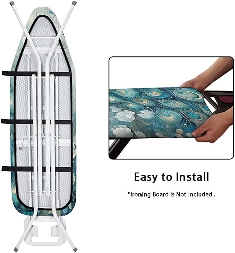 Miniatura 9 de Funda para tabla de planchar y almohadilla extra gruesa, antiadherente, resistente a las manchas y a las manchas, bordes elásticos con espuma