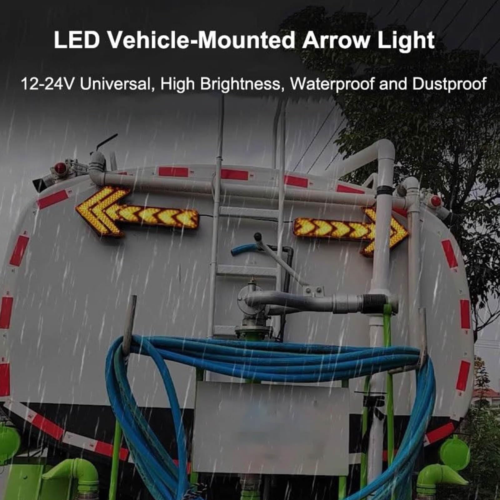 Led-Verkehrsleitsystem Arrow Stick, Extrem Helles, Blinkendes Warnlicht | Hochbelastbare Doppelschichtige Pc-Pfeilschilder Links/Rechts FüR Wasser & Feuerwehrfahrzeuge Inklusive Halterungen(Yellow)