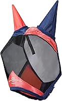 Vista 36 de Harrison Howard Máscara de mosca de caballo luminosa profesional estándar con orejas, protección UV, para caballos, azul y plateado, mazorca mediana
