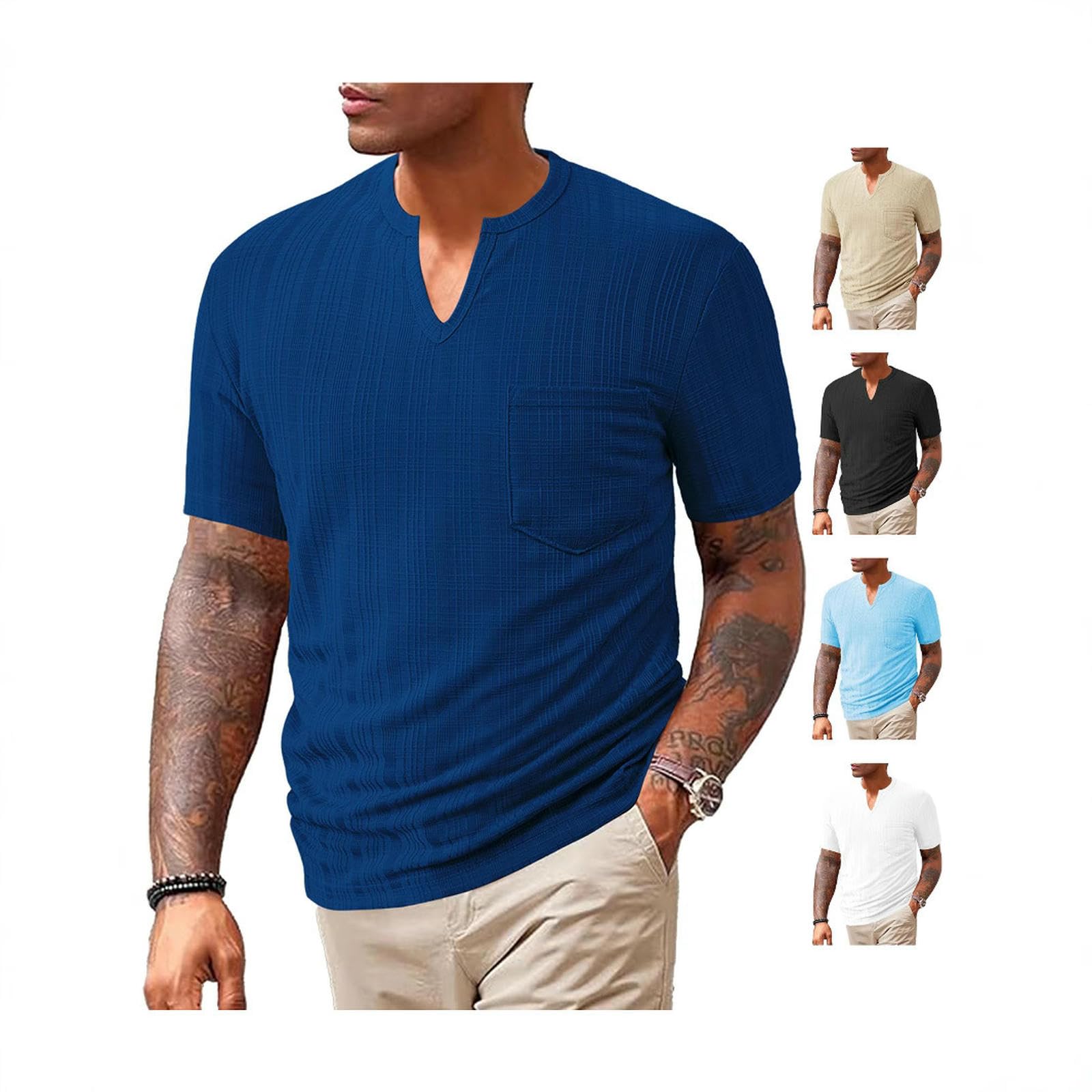 Męskie T-Shirty Letnie sportowe T-Shirts - Breathable Loose Fit V-Neck Short-Sleeve Running Top For Casual & Leisure Wear