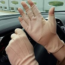 XGOPTS Sun Protection Gloves Anti-UV Summer Driving Mittens Non-Slip Half Finger Gloves Breathable Cotton Thin Touch Screen Mittens for Cycling Motorcycle Cycling Camping Fishing