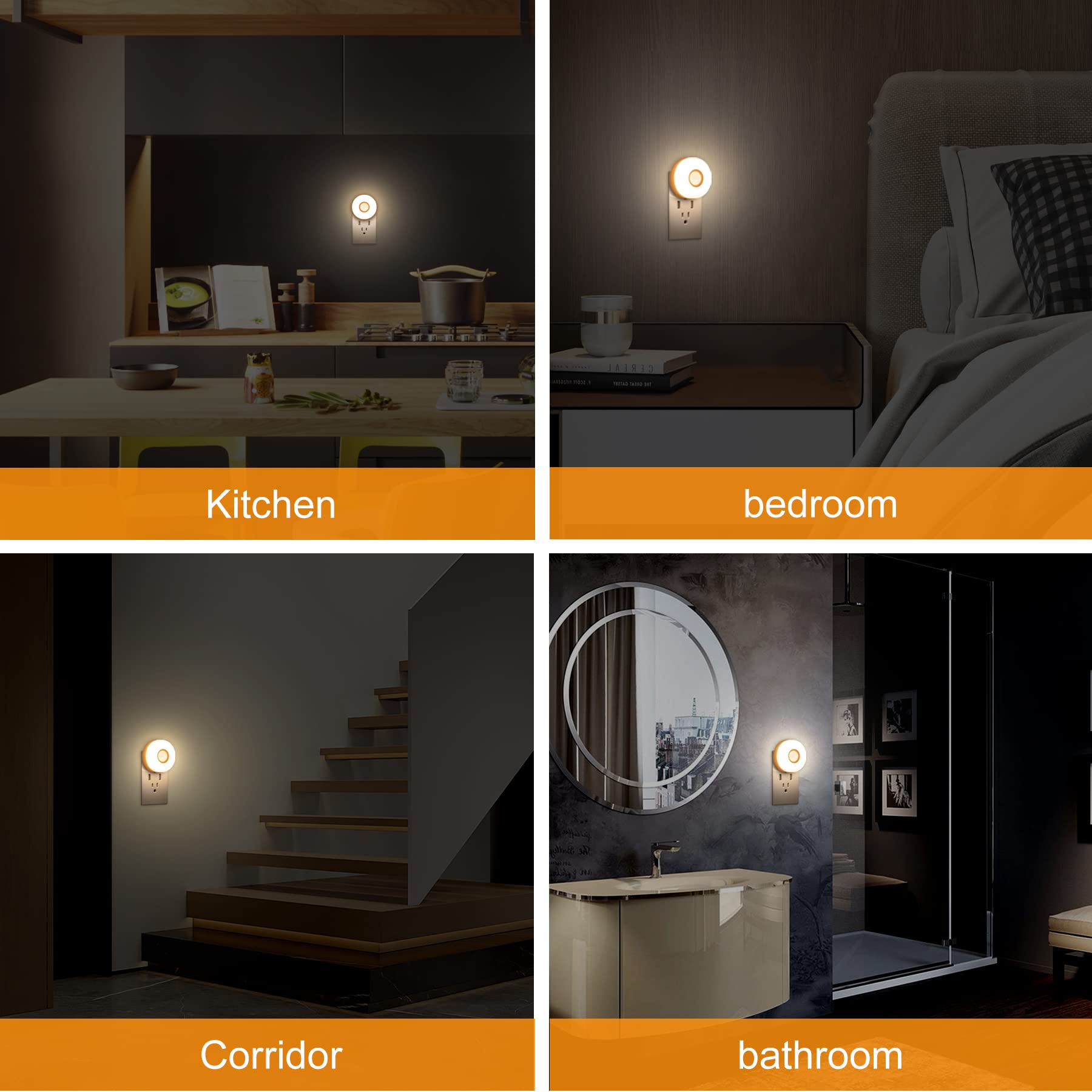 YELKO Night Lights Plug Into Wall 200Lumen Super Bright Plug in Motion Sensor Light Indoor Smart Plugin Motion — view 5