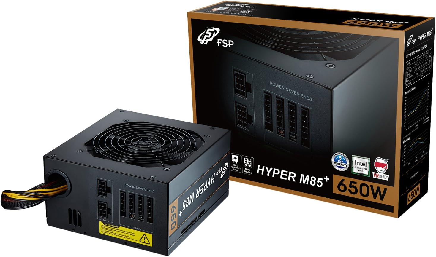 FSP Hyper M 85+ 650W 80 PLUS Bronze Certified Semi Modular Active PFC Power Supply (HA650) (HA650M)