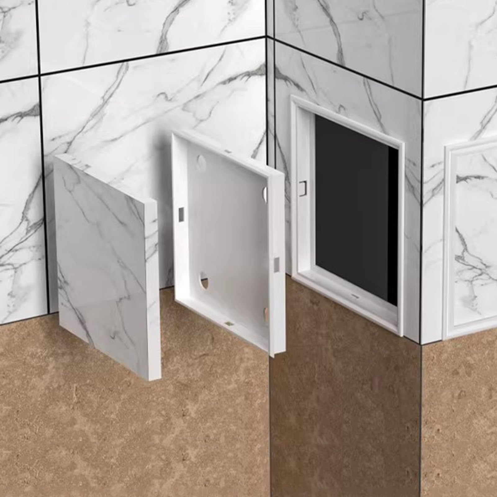 Tileable Access Door Panel Plastic, Tile Wall Inspection Hatch for Shower Plumbing, Small Snap on Wall Hole Cover, Indoor Attic Bathtub Service Door(White,12x12cm (4 3/4"x4 3/4"))