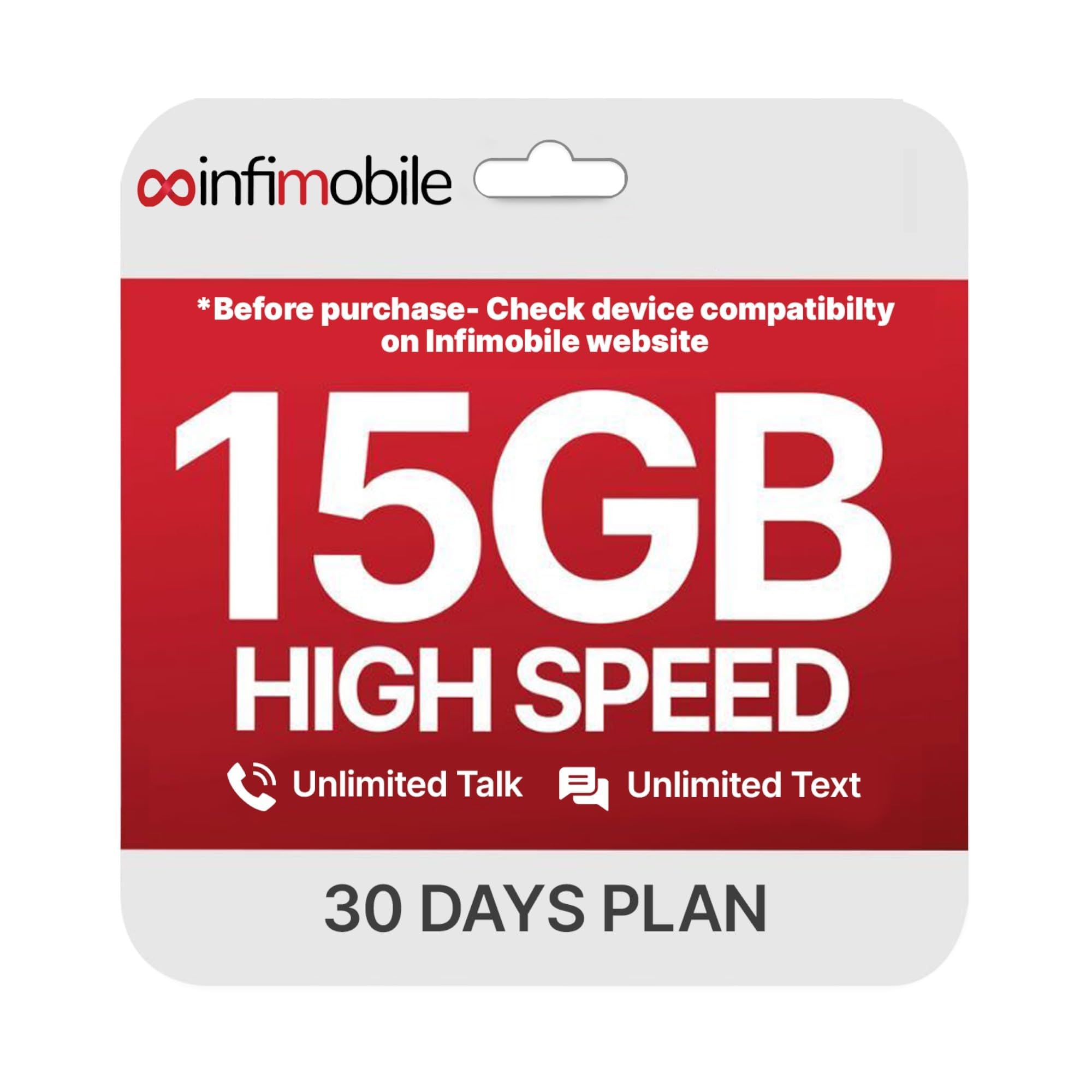 Prepaid Unlimited Plan: 1 Month | 15GB High-Speed Data Per Month | Unlimited Data Talk & Text | Prepaid Plan Service SIM Card | Nationwide Coverage | 4G, 5G Network