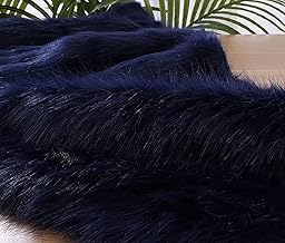 Gentle Faux Fur Fabric Plush Fabric Long Pile Faux Fur Material Costume Fashion Rug Props Background Cosplay Chair Decoration Fluffy Fabric Upholstery Crafts DIY Sewing 160cm*50cm (Color: Navy)