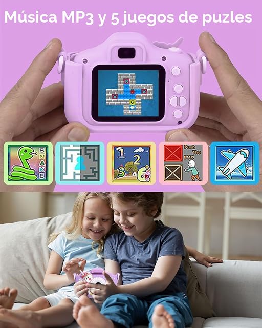 Foto 6 de 8 de Camara Fotos Infantil,1080P HD Selfie Video Cámara de Fotos para Niños,Videocámara Infantil con Pantalla…