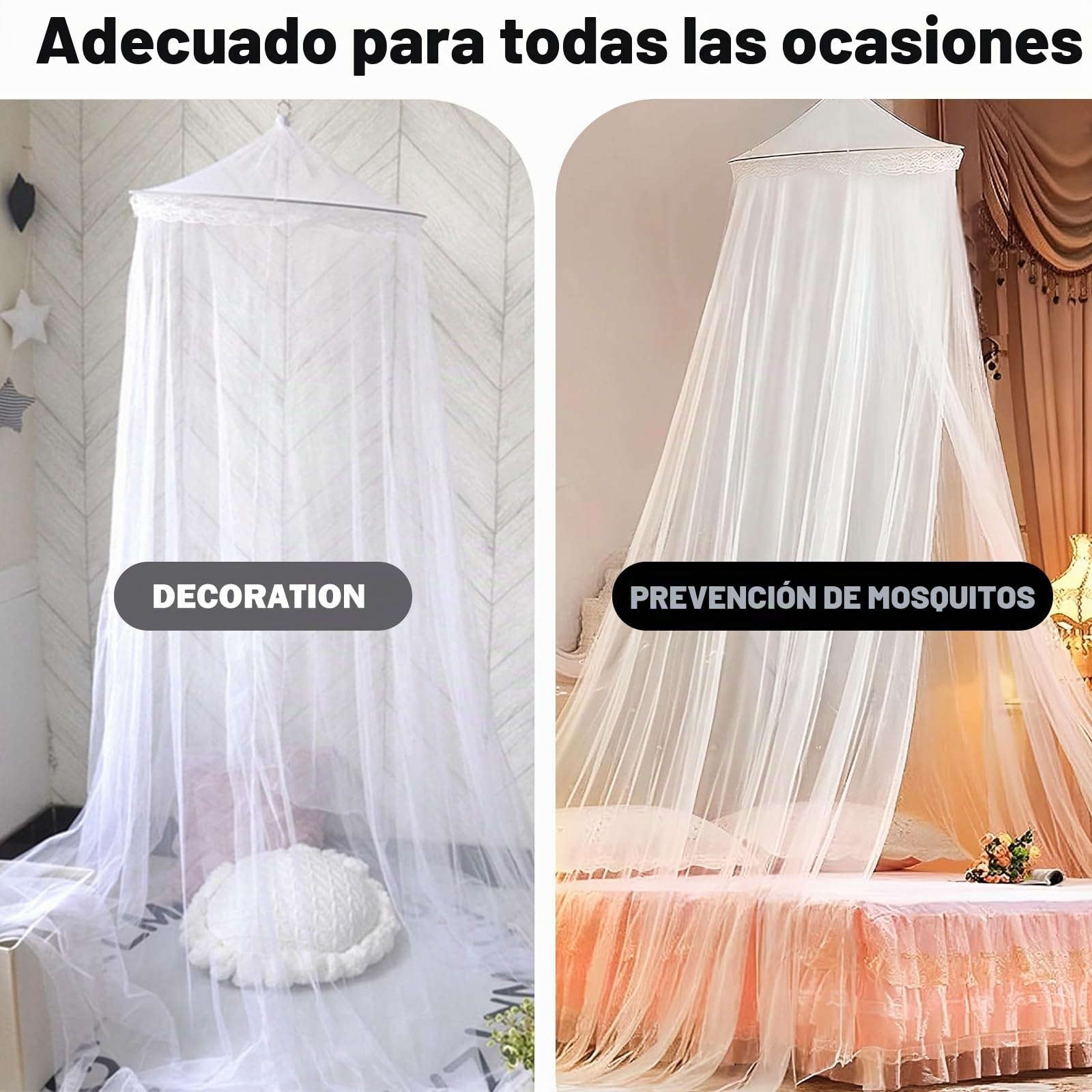 Mosquitero Grande Universal con Diseño de Cúpula Mosquitero 0.6 X 2.5 X 12m | Portátil Ultraligera Para Interiores y Exteriores Ideal para Camping Viajes y Uso Doméstico Blanco