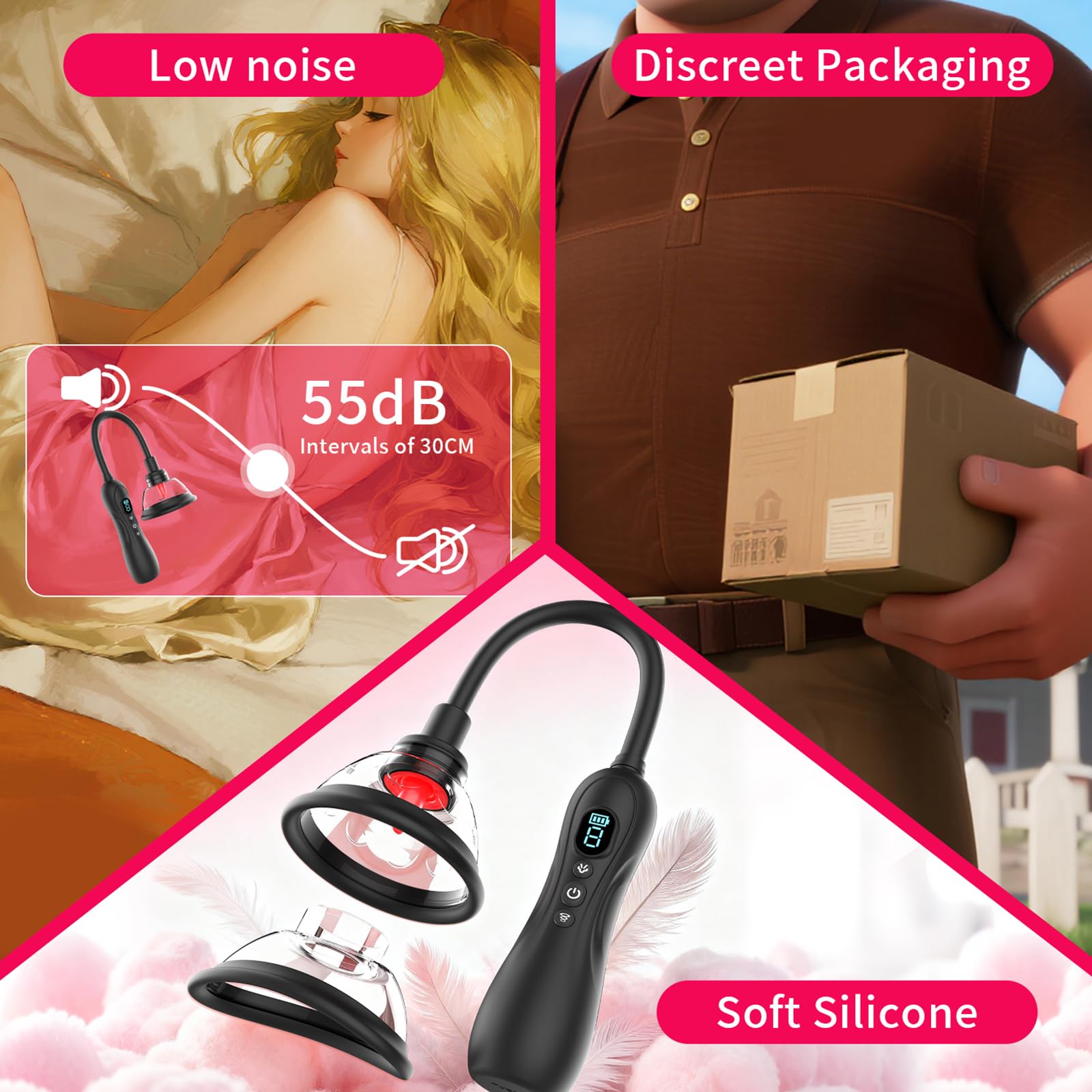 Pussy Vagina Klitoris Saugstimulator Für Frauen Elektrische Vakuumpumpe mit Muschi Pumpe Nippelsauger Sexspielzeug Für Frauen Solo Paare Vielseitige Stimulation LZYLWC