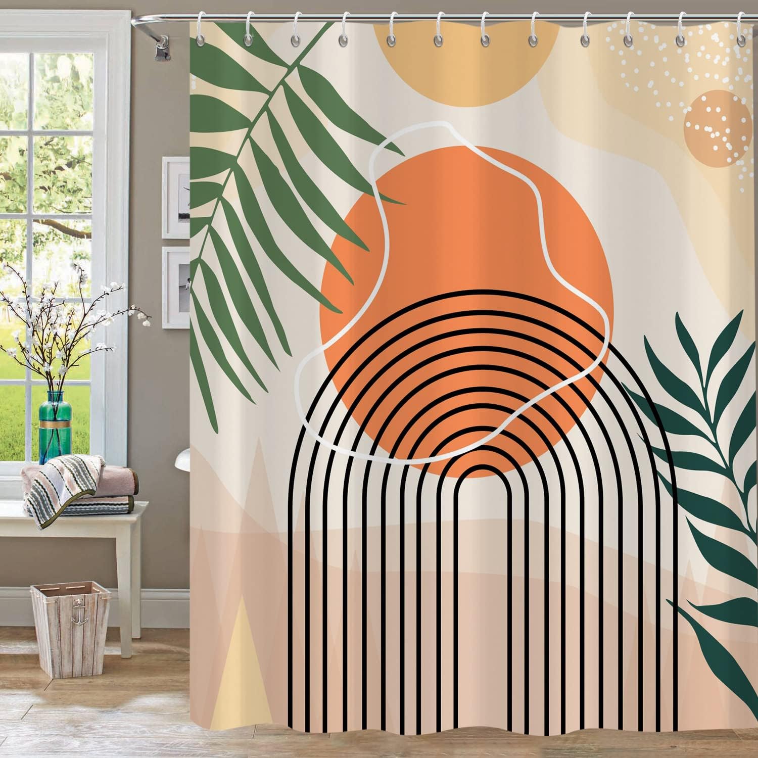 Shower Curtain Boho Abstract Mid Century Shower Curtain for