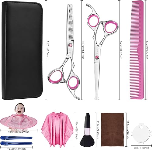 Miniatura 6 de Kit de tijeras de corte de pelo de punta redonda de seguridad para niños, hombres, mujeres y uso en salones, tijeras profesionales de peluquería con
