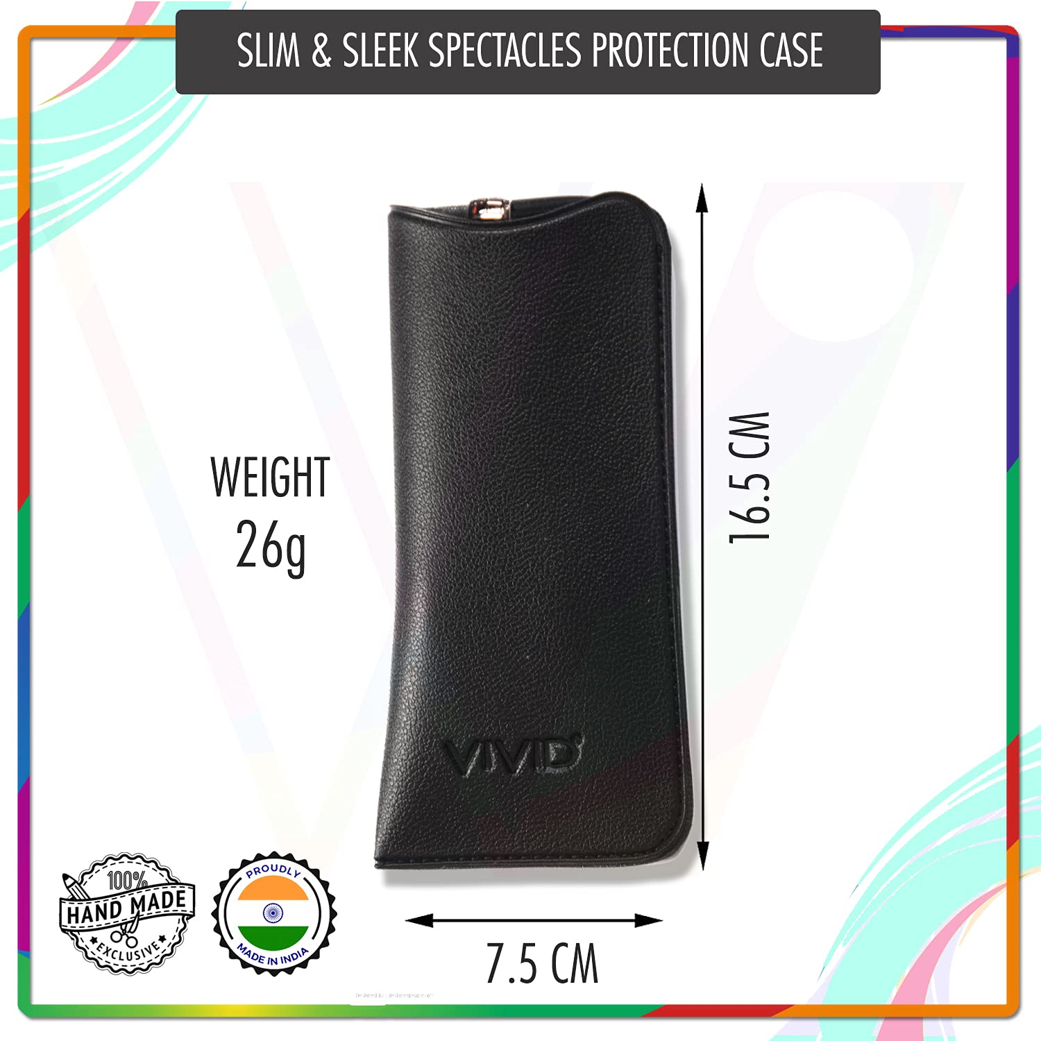 VIVID Vision Unisex Adult Lightweight Eyewear Specs Case Cover | Protect Eye Glasses | Chashma Dibbi | Spectacle Box | Open Flap | Artificial Leather | D-14 | Black-Brown