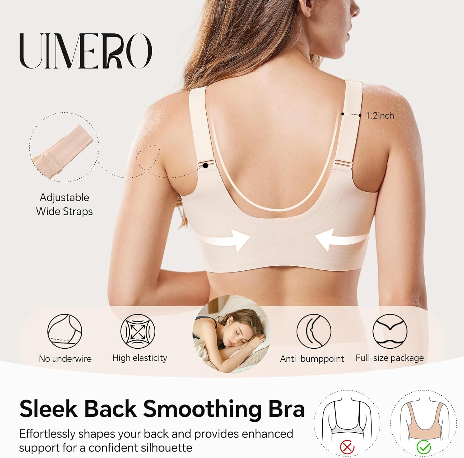 UIMERO 2025 Bras for Women No Underwire, Front Closure Bras for Older Women, Post-Surgery Wireless Bra with Support - Image 5