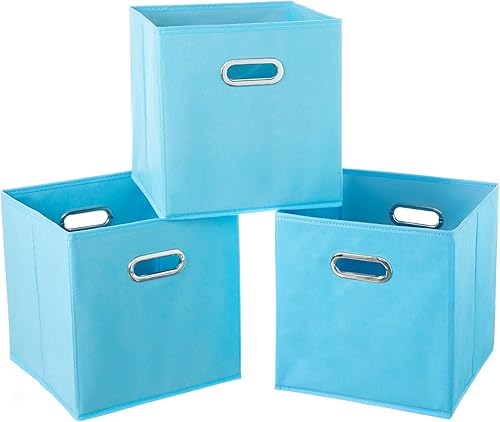 Contenedores de almacenamiento de tela de tela, organizador de cubos de tela con doble asa, canastas de almacenamiento plegables para el hogar y el