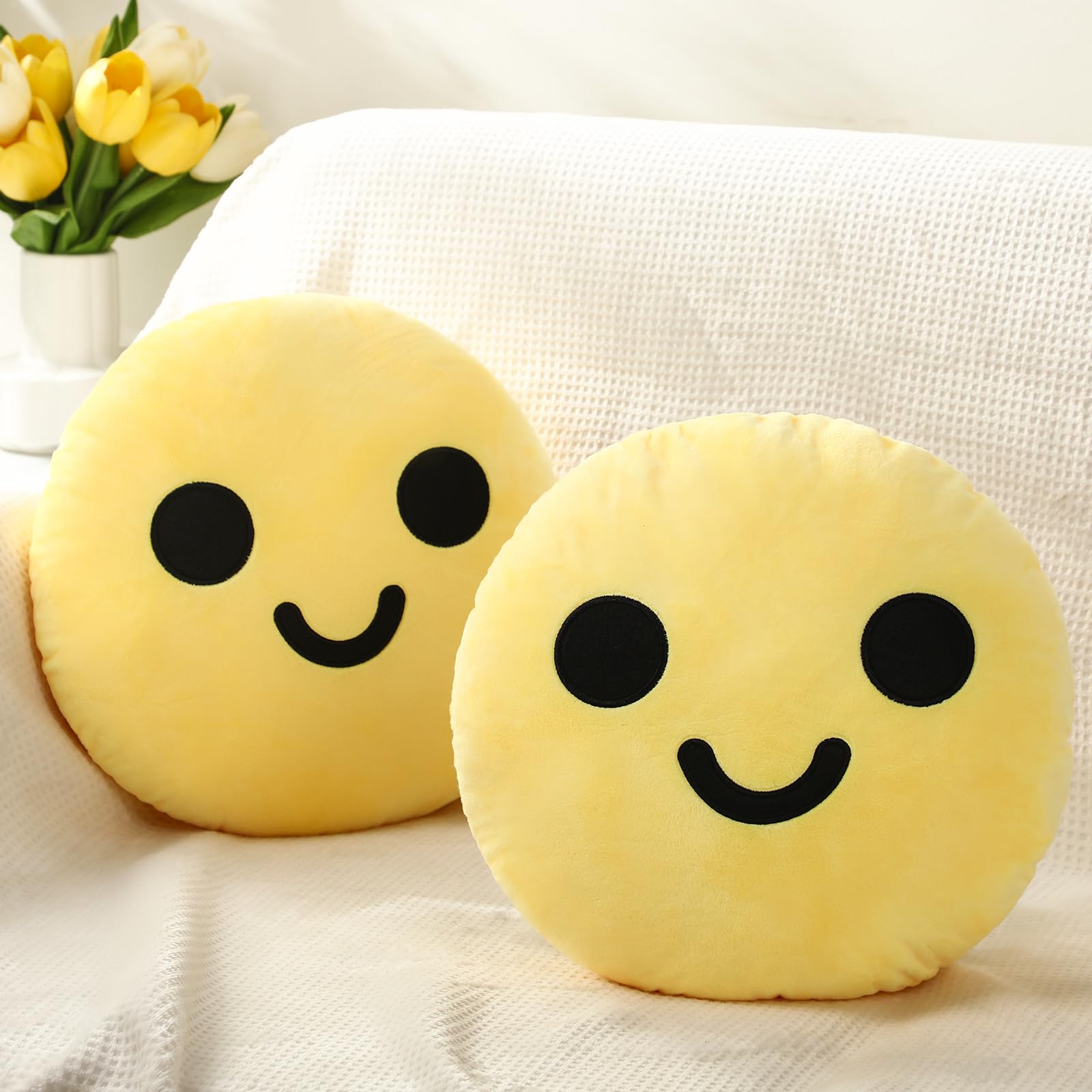 Smile Face Pillow 13.8in 2-Pack