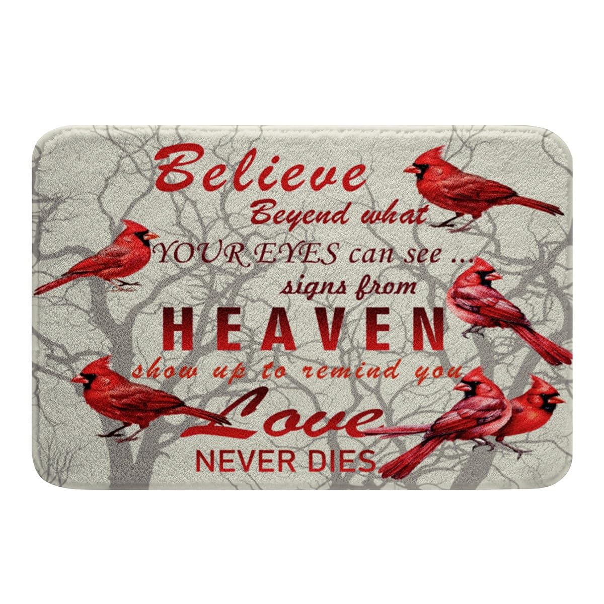 Feelyou Cardinal Bird Bathroom Rugs Farmhouse Red Birds Bath Rug for Bathroom for Girls Boys Women Men Tree Branches Decor Bath Mats Nature Theme