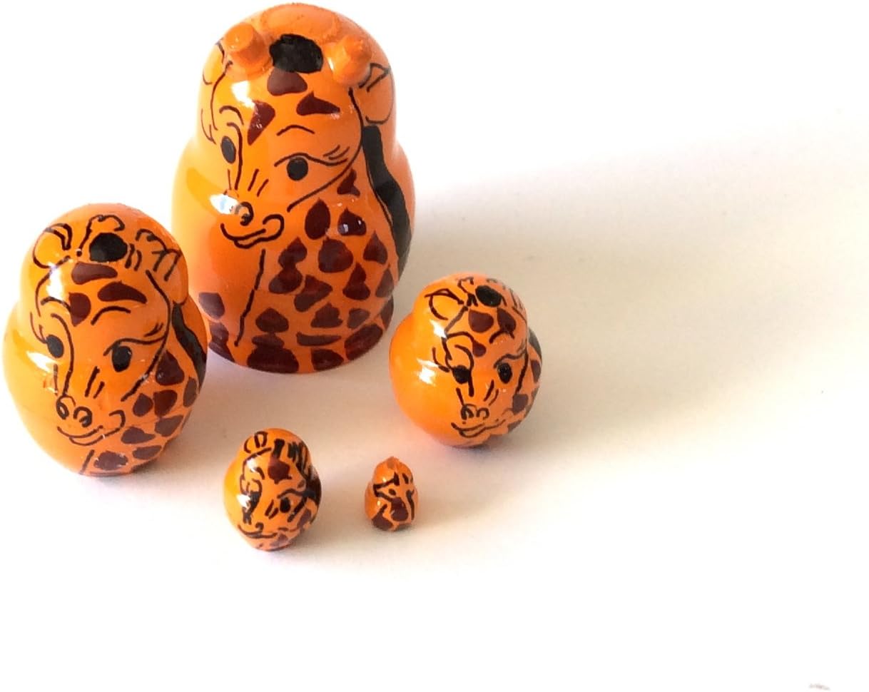 1.25" Tall MINI Giraffe Hand Painted Nesting Doll Signed