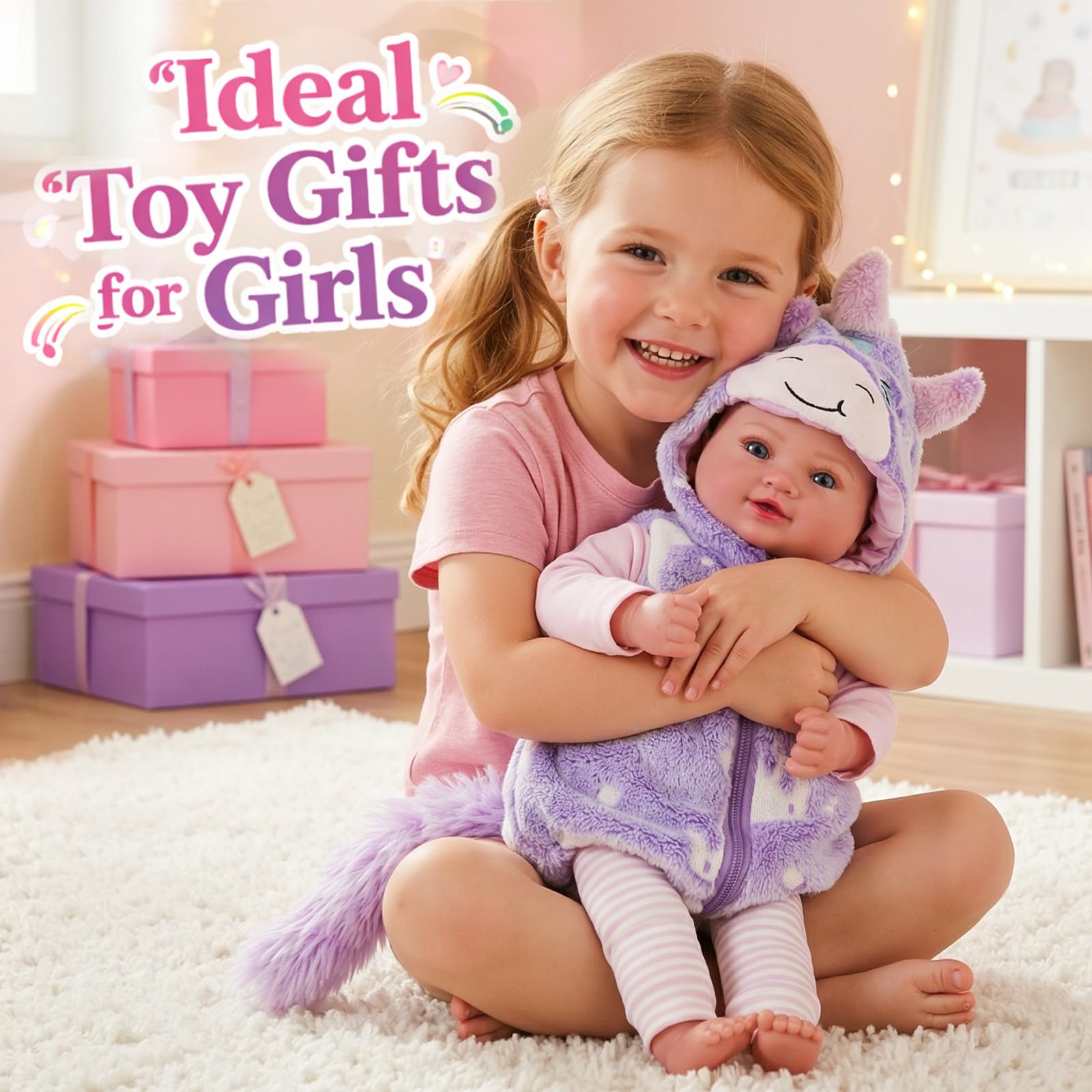 BABESIDE 17 Zoll Puppe Mädchen, Realistische Vinyl Gliedmaßen | Reborn Puppe Realistischer Look, Weich Kuschelig, Bewegliche Gliedmaßen, Zubehör im Set